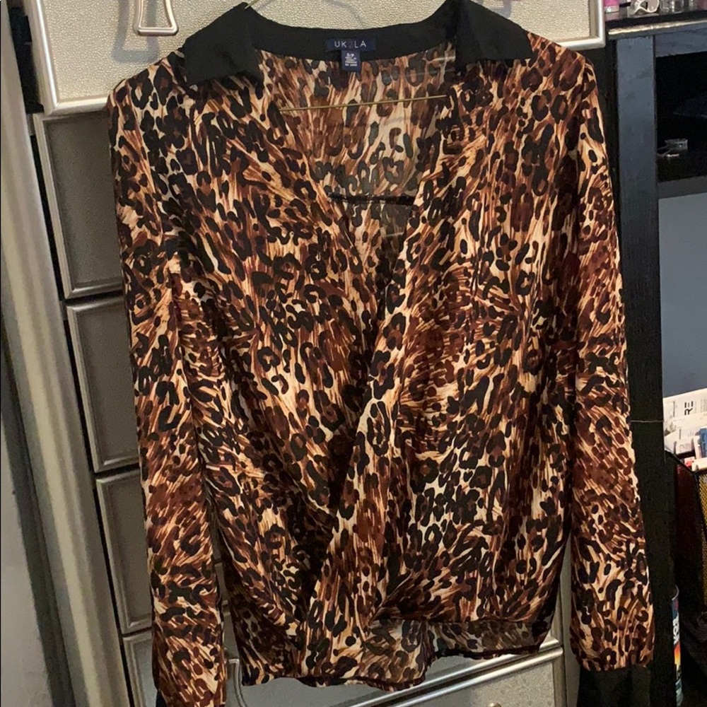 Cheetah long sleeve blouse